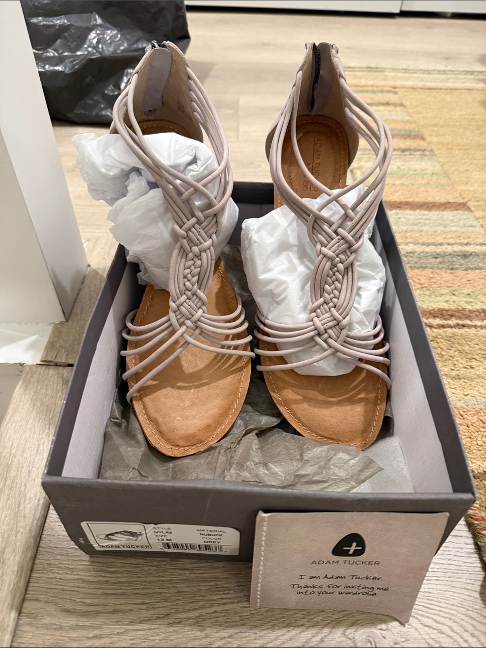 Adam Tucker Woven Strappy Sandals in Light Blush